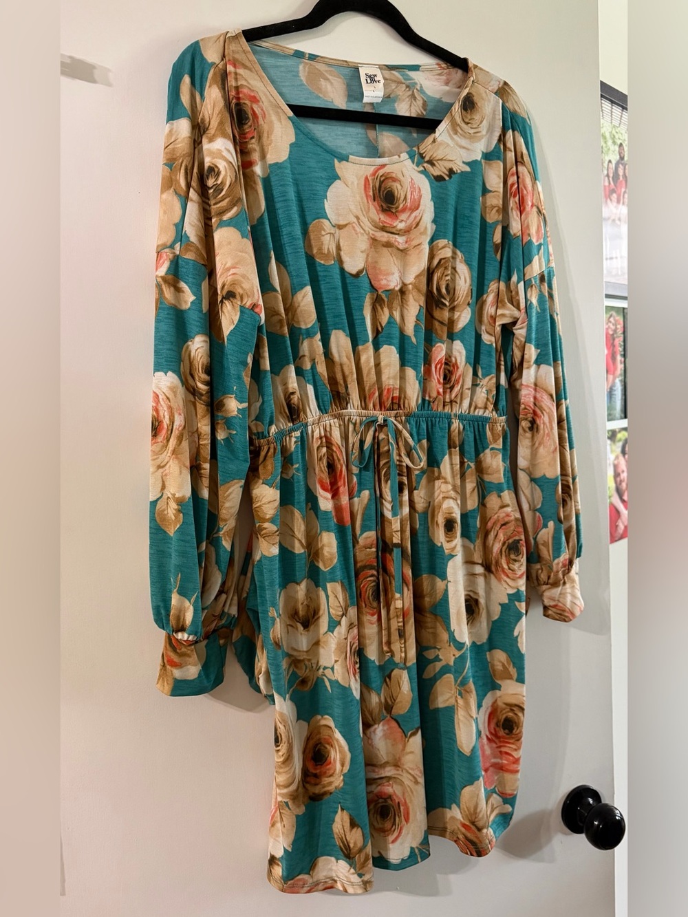 Sew In Love Teal and Cream Floral Dress